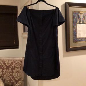 Vince Off-the-Shoulder Poplin Dress